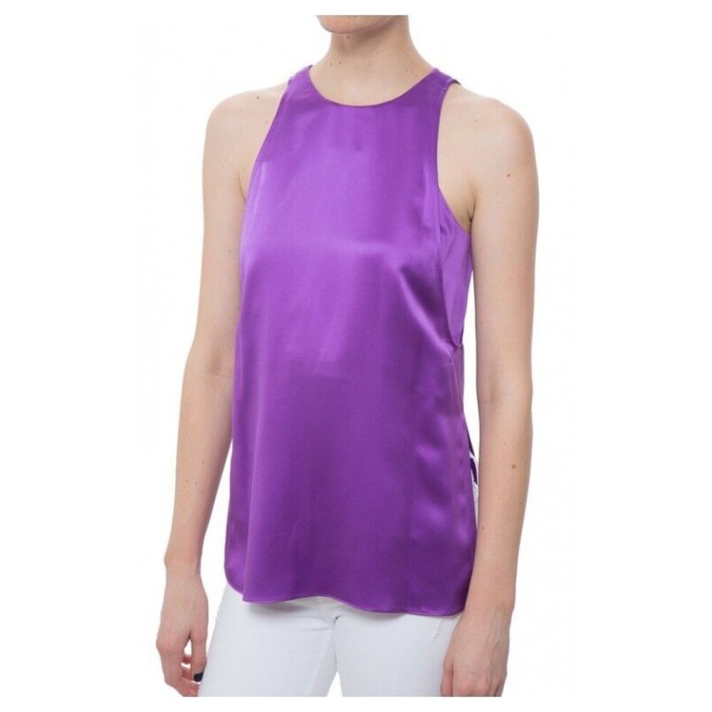 New Designer Helmut Lang 100% Silk Purple Tank XS P Womens Sleeveless Top NWT